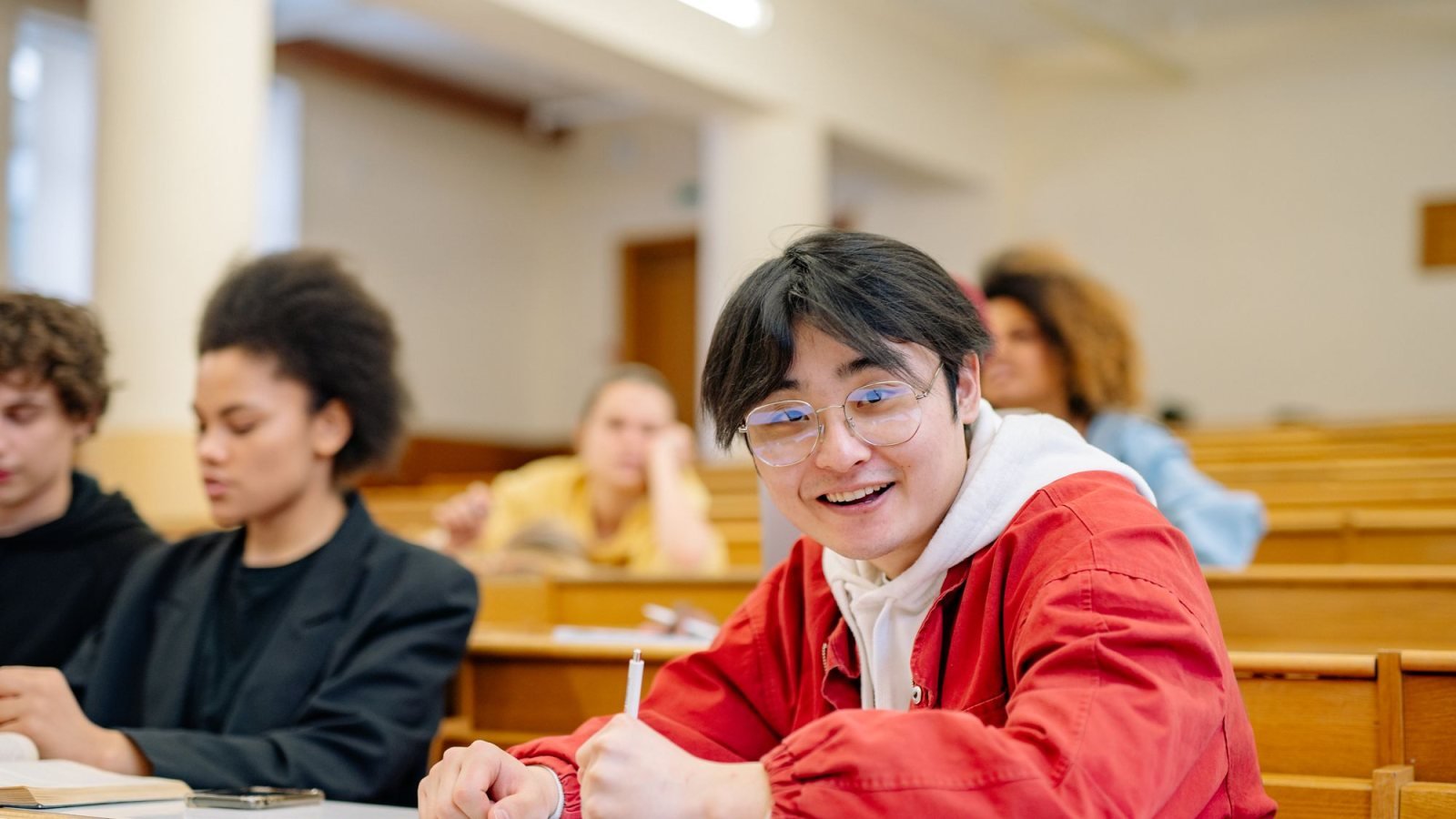 Students studying in a library