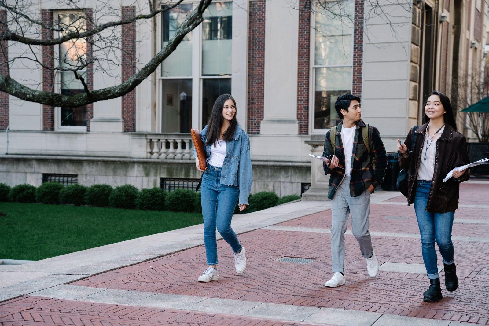 Students walking on a university campus